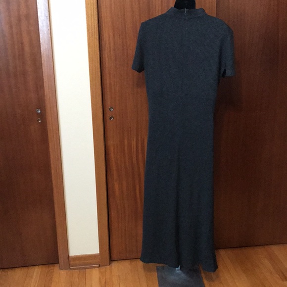 Ribbed grey maxi dress short sleeved - Picture 4 of 4